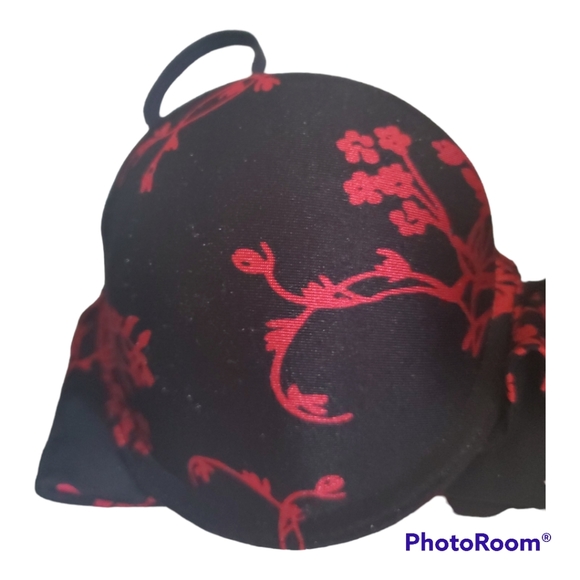 LA VIE EN ROSE Black Red Push Up Bra - Size XS, 32A - Picture 2 of 5